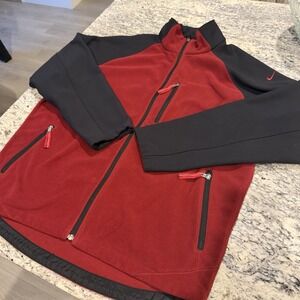 NIKE Vintage Y2K Men LARGE Red Black Full-Zip Softshell Fleece Streetwear Jacket